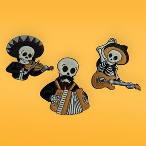 Día de Los Muertos (Day of the Dead) Skull Punk Brooches - Festive Band Series
